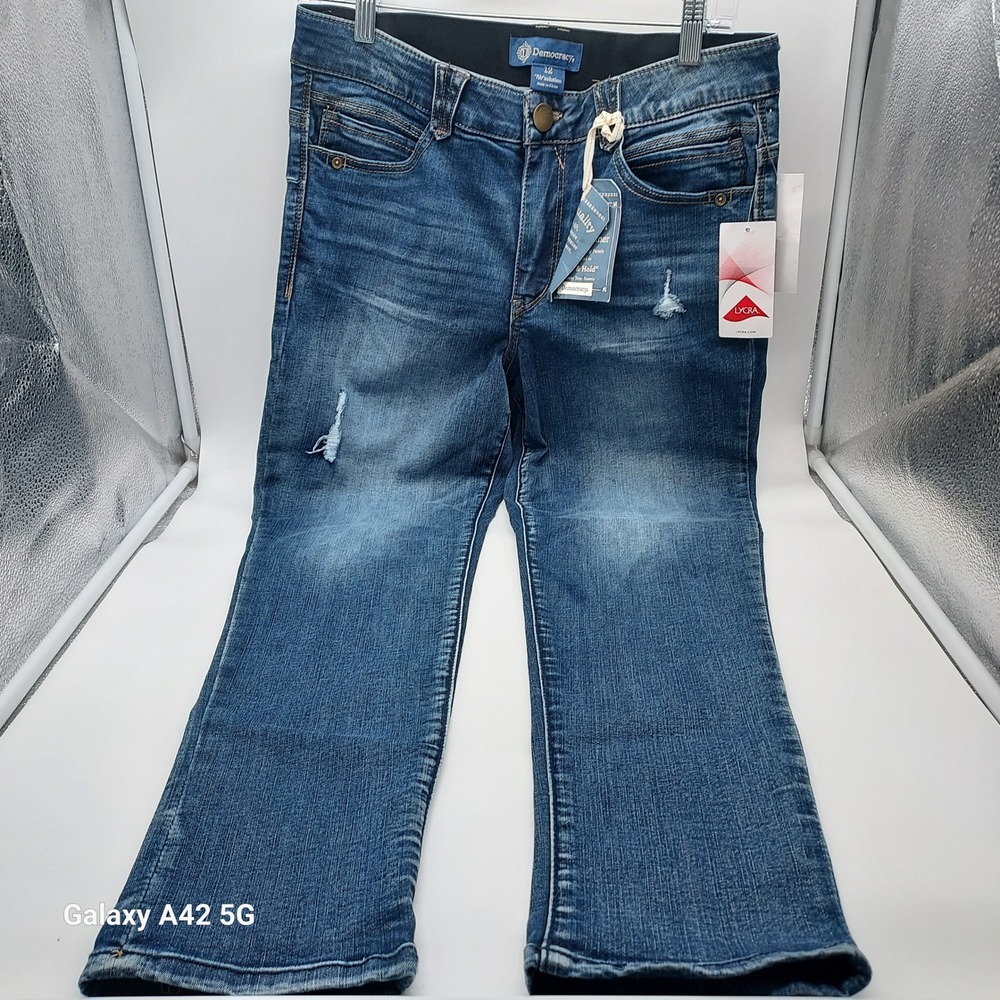 Democracy Ab-solution Straight Leg Distressed Jeans Blue Size 12 B1176KECC NWT